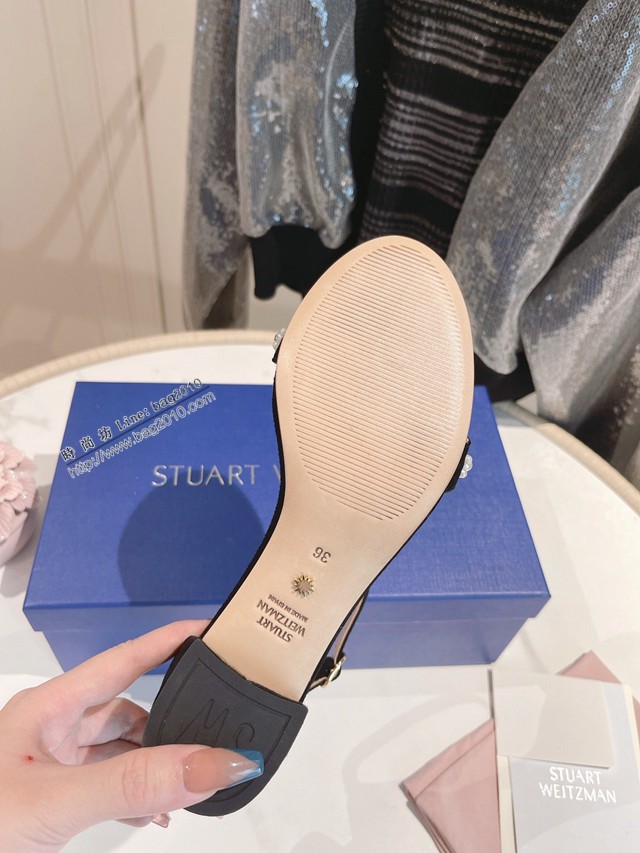 STUART WEITZMAN經典款高跟涼鞋 一字帶珍珠涼鞋 dx3259